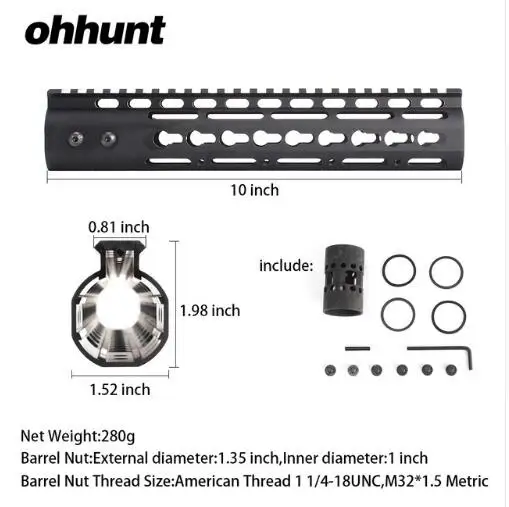 10 inch Black Keymod Handguard AR15 поплавок K-MOD Пикатинни тонкий стиль стальной баррель гайка для прицела " 9" 1" 12" 13," 15" - Цвет: 10 inch Black