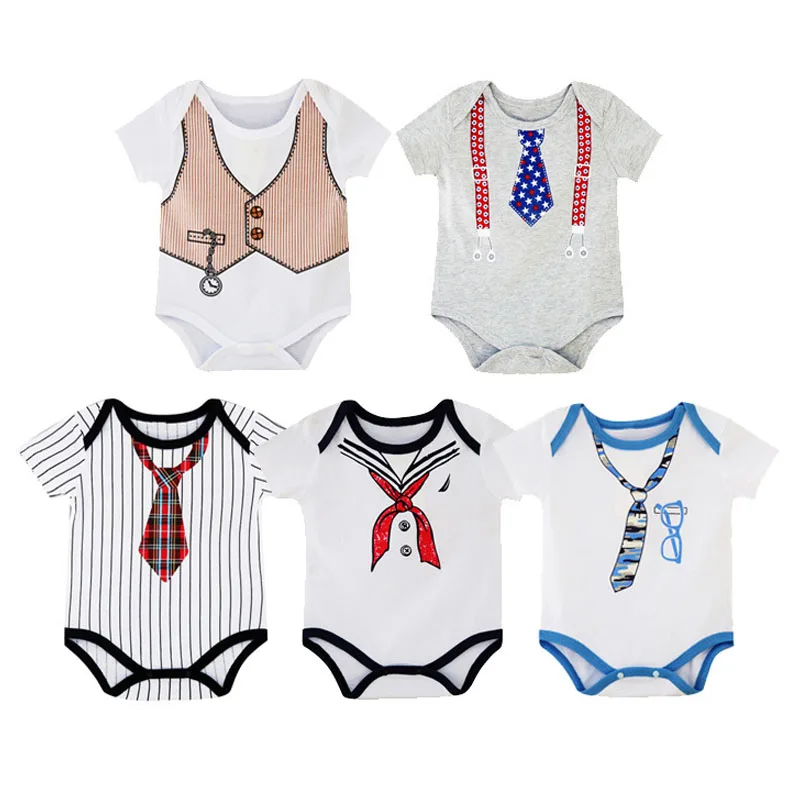 2017 Baby Boy Romper Summer Necktie Infant Gentleman Toddler Kid's Causal Jumpsuits Newborn Rompers Costume Clothing |