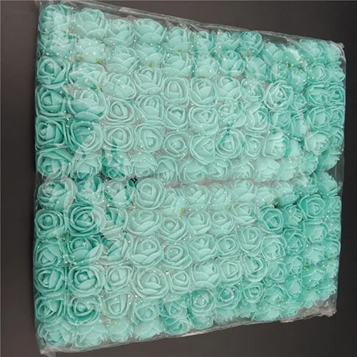 tiffany 144 шт. 2 см искусственные мини-цветы из пенопласта для дома, свадьбы, автомобиля, украшения, искусственные розы для рукоделия, многоцветные букеты - Цвет: tiffany