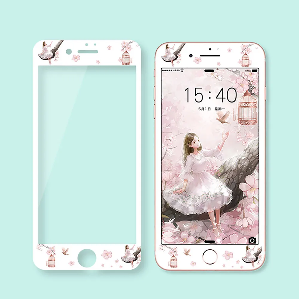 Dove Girl OTAO, новинка, 3D полное покрытие, закаленное стекло для iPhone 8, 7 Plus, мягкий край, цветной, 9 H, защита экрана, ударопрочная, HD защитная пленка - Цвет: Dove Girl