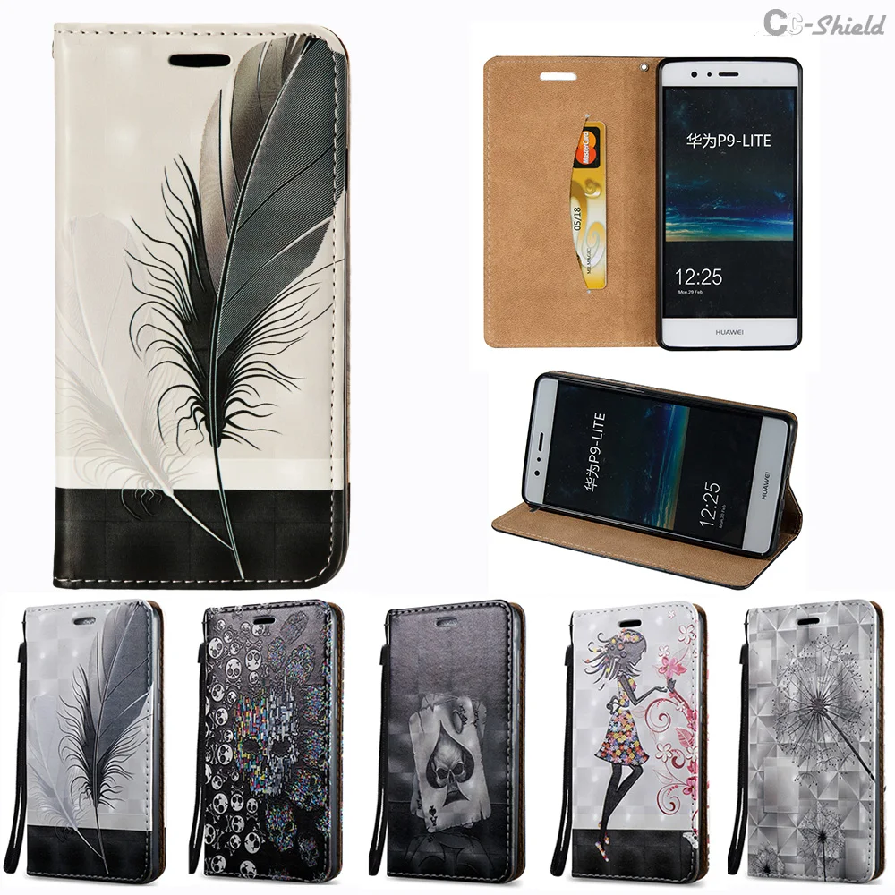 Корпус флип чехол для huawei P 9 Lite P9Lite ВНС L31 L21 L23 кожаный телефона P9 VNS