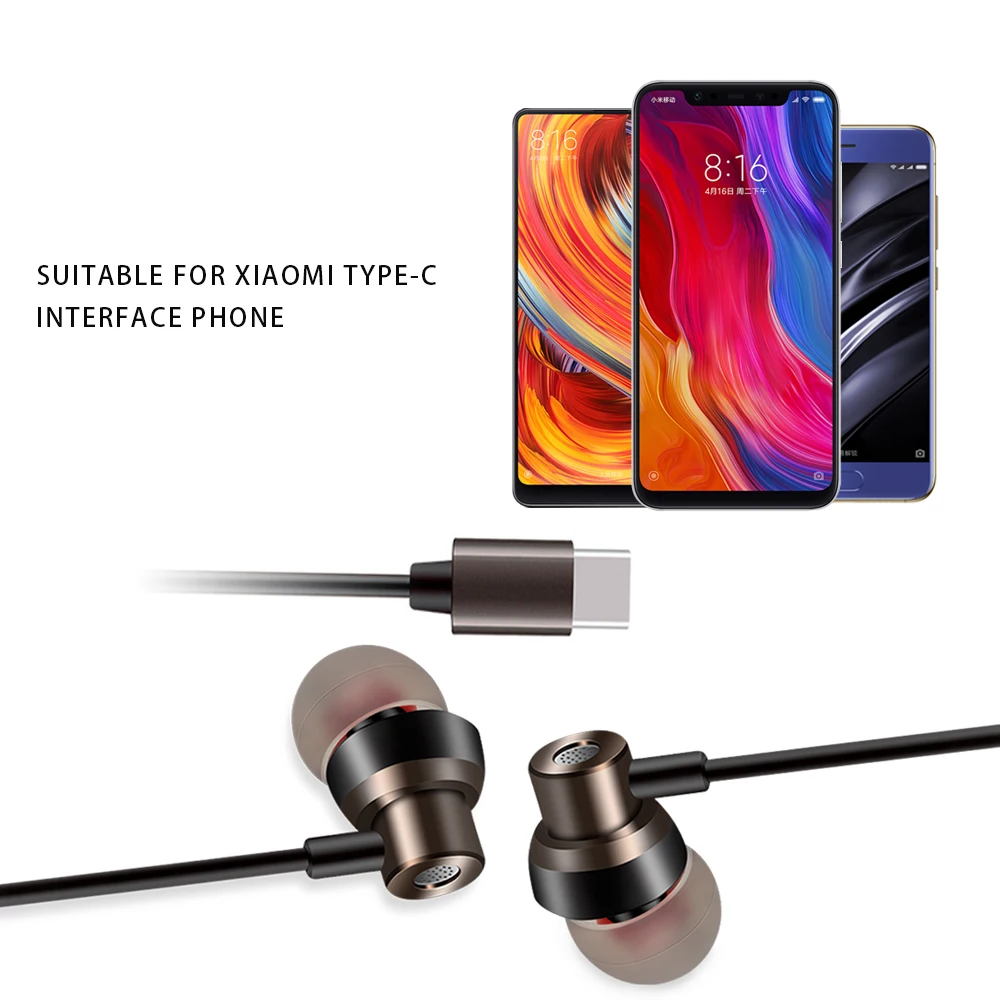 LOPPO тип-c наушники-вкладыши проводные стерео спортивные наушники для xiaomi M6 MiX 2S 8 SE