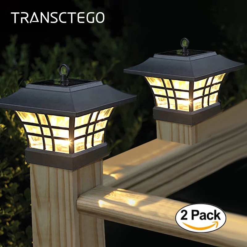 

2PCS Led Solar Light Fence Post Cap Lights For Garden Decoration Outdoor Waterproof Landscape Courtyard Path Pillar Solar Lamp