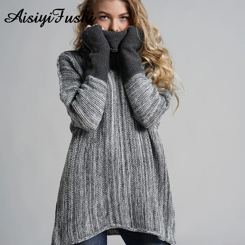 Women's Turtlenecks Sweaters Dresses Autumn Slim Knitted Warm Winter Pullover Oversized Sweater Solid Sexy Mini Dress | Женская