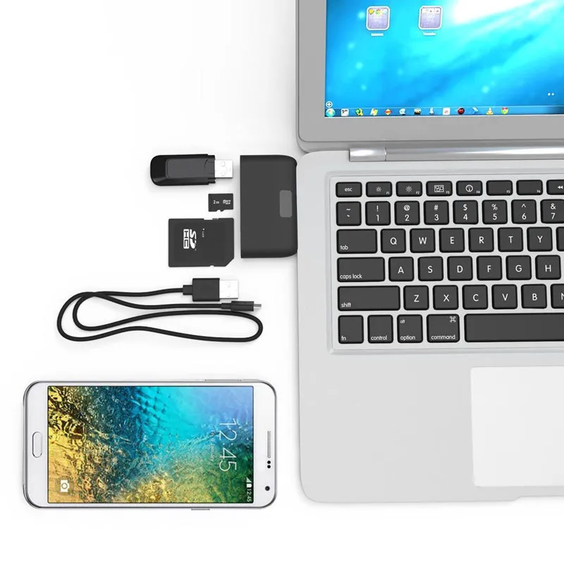 Baolyda алюминиевый Micro USB кардридер Type C 4в1 OTG/TF/SD Смарт мини адаптер USB/Micro порт для