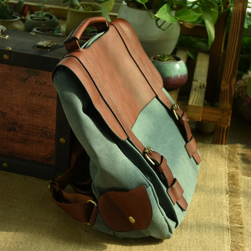Винтажные кожаные холщовые рюкзаки для женщин школьные ранцы девочек