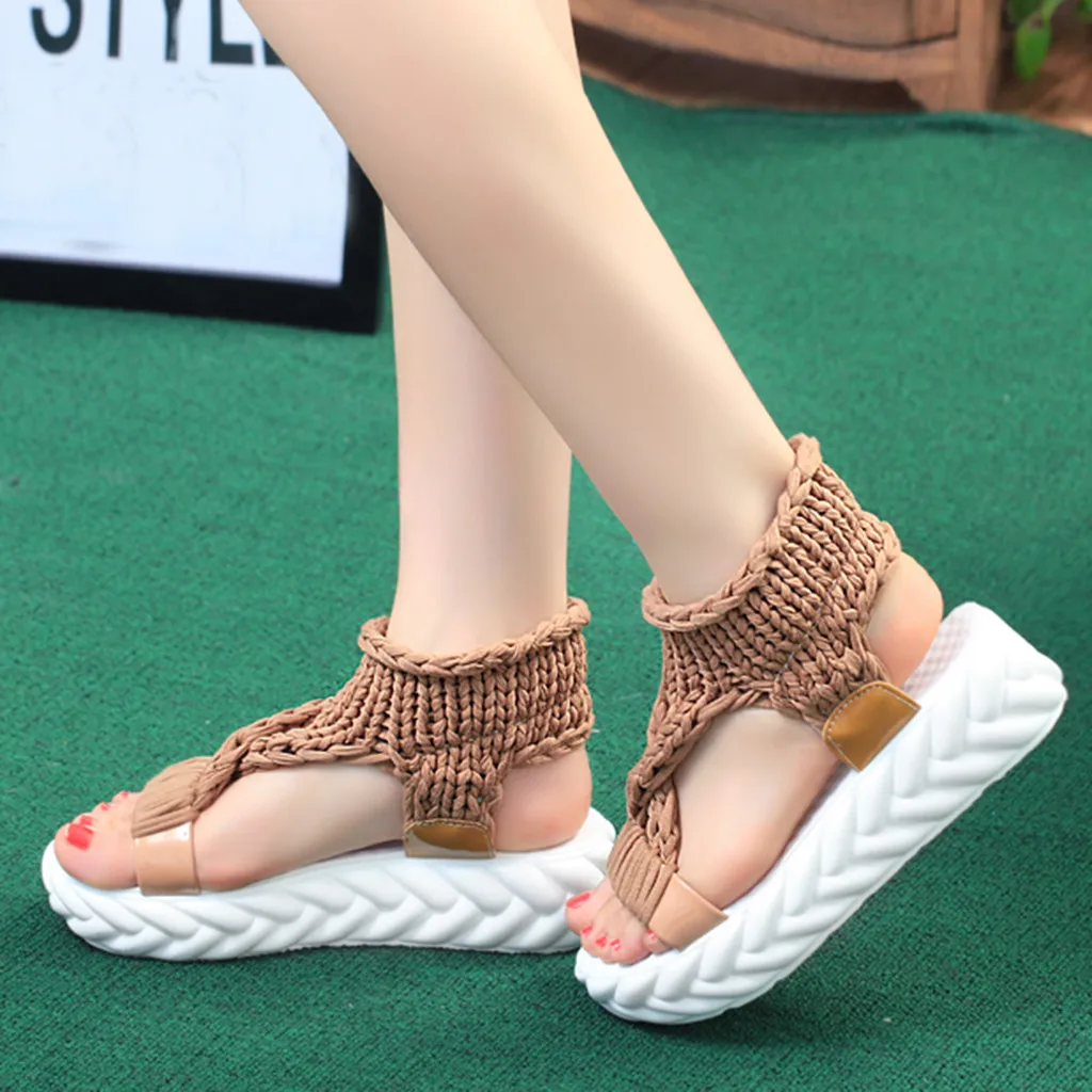 Женские летние модные сандалии на платформе удобная повседневная обувь большого