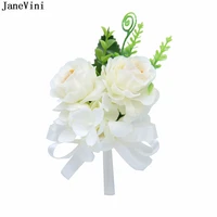 janevini ivory groom corsage wedding groom boutonniere silk rose brooch ribbon groomsmen boutounierew flower wedding accessories