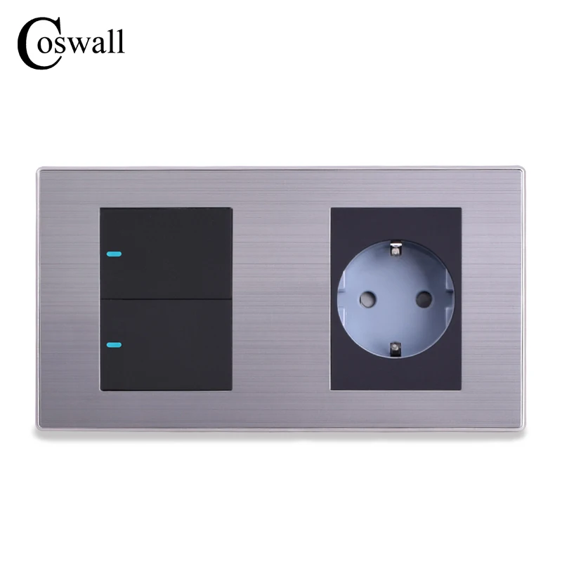 Coswall 16A настенная розетка стандарта ЕС + 2 банды способа включения/выключения
