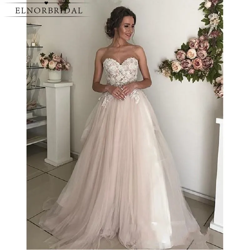 Бледно розовый дешевые кружевные свадебные платья 2021 Vestidos De Novia Милая ручная