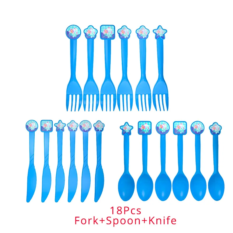 24pcs cutlery sets WEIGAO Русалочка, вечерние, декоративные, Русалочка, на день рождения, одноразовый набор столовых приборов под морем, для девочек, для первого дня рождения - Цвет: 24pcs cutlery sets