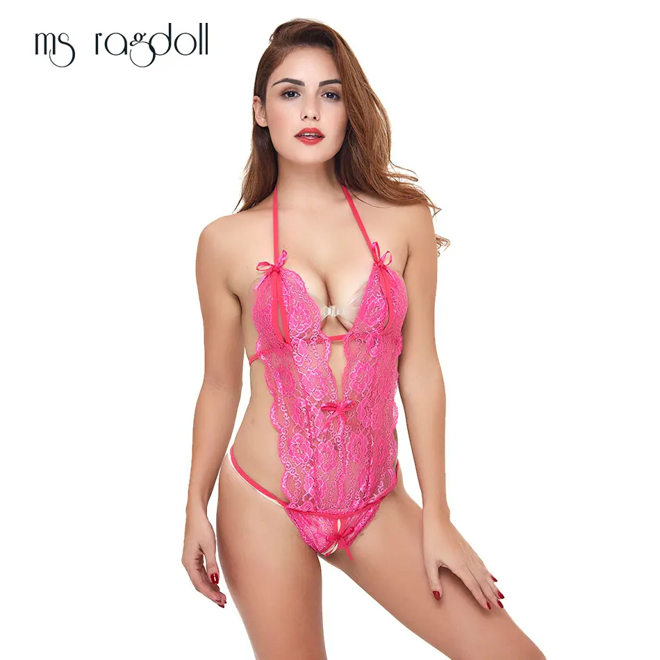 2019 Sexy Lingerie Hot Erotic Lace Deep V Neck Teddy Underwear Lenceria Costume Hollow Out Women Ladies Nightdress Nightsuits |