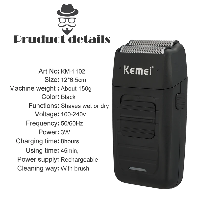 Kemei 3D электробритва 100-240 В мужская перезаряжаемая плавающая Бритва для бороды