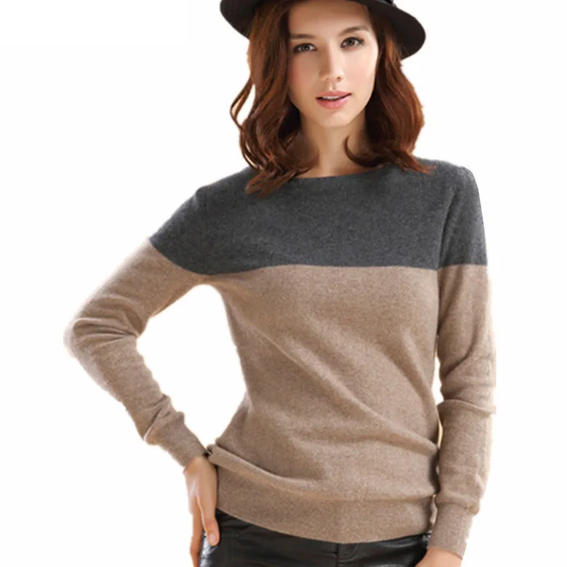 Sparsil женский осенне-зимний кашемировый свитер пэчворк пуловеры с круглым вырезом