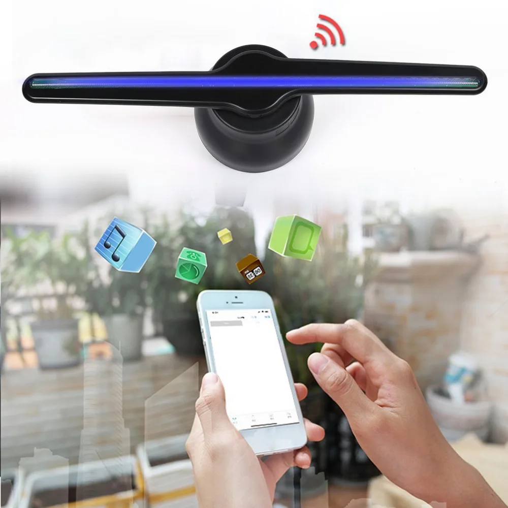 3D wifi голограмма рекламный дисплей светодиодный вентилятор 43 см голографическое
