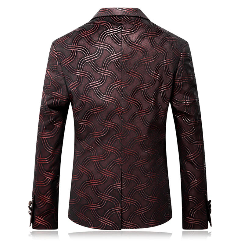 Для мужчин блейзер в полоску с Slim Fit певица костюм Для мужчин одной кнопки Повседневное Для мужчин S Красный Блейзер прибытие Полосатый выпускного вечера