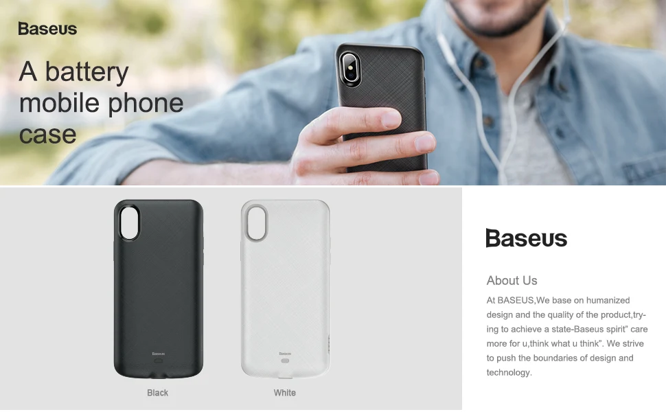 Чехол для зарядного устройства Baseus 4000 мАч для iPhone XS X, внешний аккумулятор, чехол для зарядки, чехол для внешнего аккумулятора для iPhone Xs X S, задняя крышка