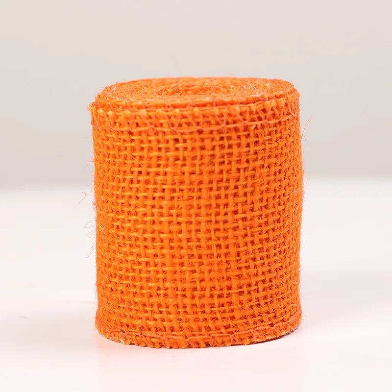 2 метра/рулон 6 см джутовые Мешковины Ленты Diy ремесла ткань Рождество Хэллоуин Свадьба День рождения Подарочная коробка для украшения упаковка - Цвет: Оранжевый
