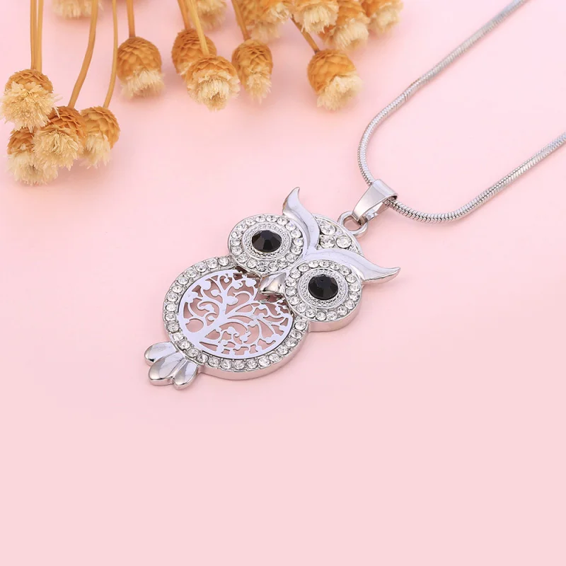 silver Новые Кристальные ожерелья с кулоном в виде совы для женщин Золотая Серебряная цветная змеиная цепь ожерелье s модное ювелирное изделие Рождественский подарок Прямая поставка - Окраска металла: silver