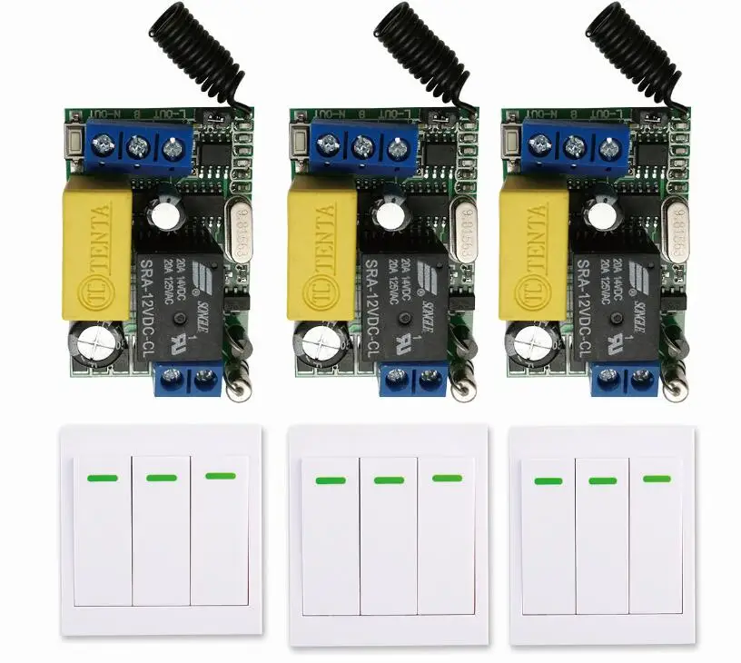 

Mini Size 220V 1CH Wireless Remote Control Switch System Receiver+Wall Panel Remote Transmitter Sticky Remote Smart Home Switch