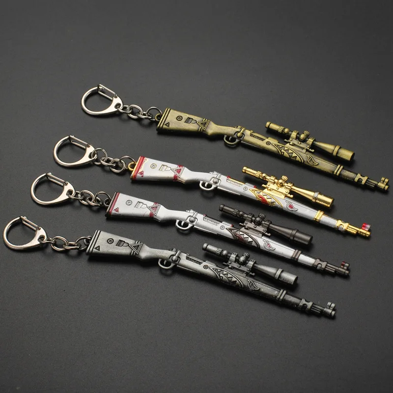 PUBG CS GO Weapon Key Ring AK47 gun Model Shark 98K Sniper Rifle Keychains For Men's Gift Souvenir 10CM2019 Popular Game | Украшения и