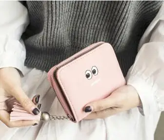 Женские кошельки с сердцем мини маленькие короткие сумочки кисточками на молнии