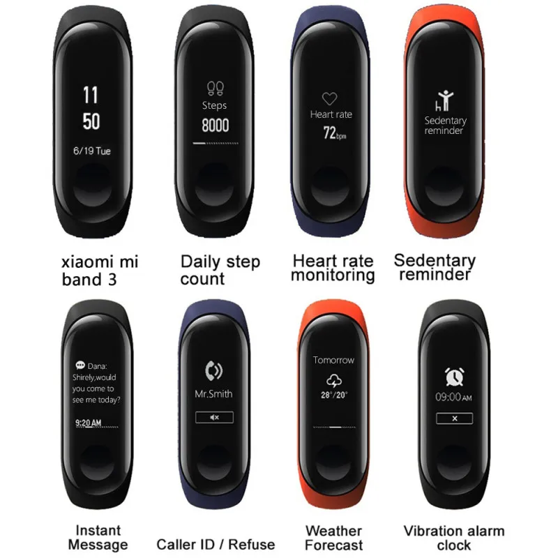 Браслет Xiaomi Mi Band 3 Смарт фитнес трекер Шагомер пульсометр Спортивный