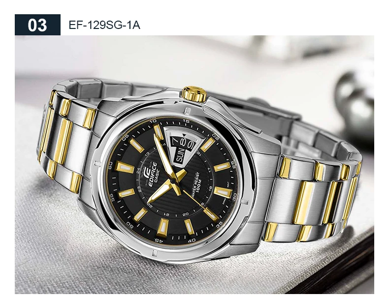 Casio Edifice часы кварцевые наручные часы Бизнес Мужские часы топ модный бренд настольные часы EF-129D-1A Relogio Masculino подарочная коробка