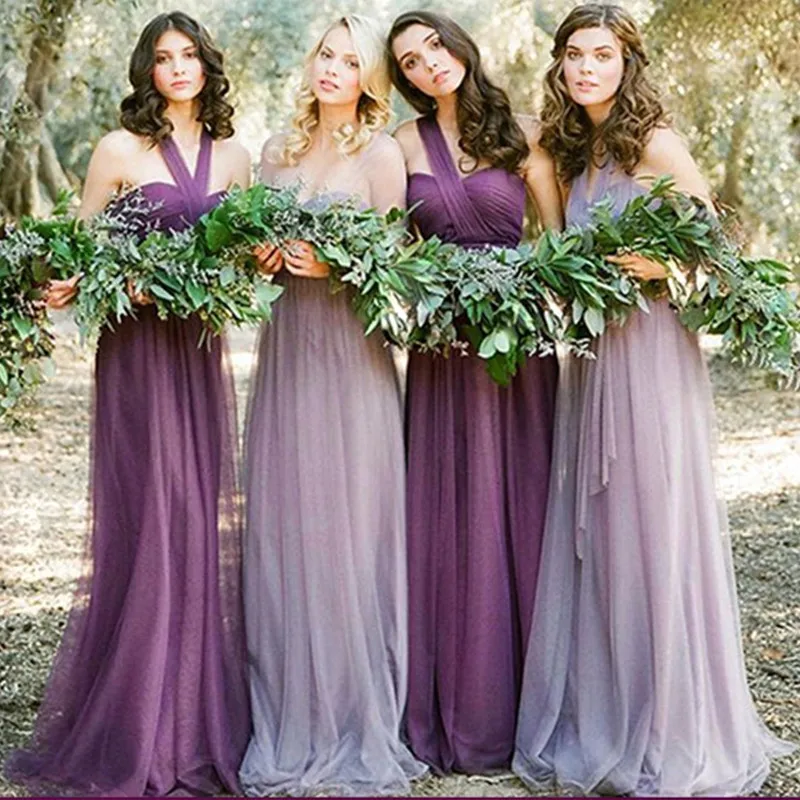 Тюлевое платье трансформер для подружки невесты 2020 Лавандовое фиолетовое