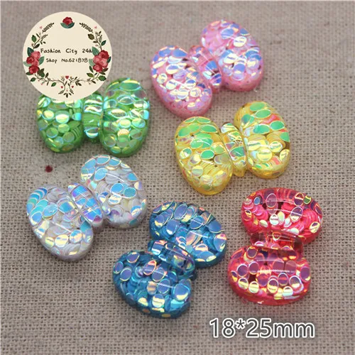 bow 10pcs 10 шт. разноцветные блестящие полимерные Кабошоны с мышкой/кроликом/цветком/сердцем/круглыми/бантиками для самостоятельного изготовления бантиков для волос - Цвет: bow 10pcs