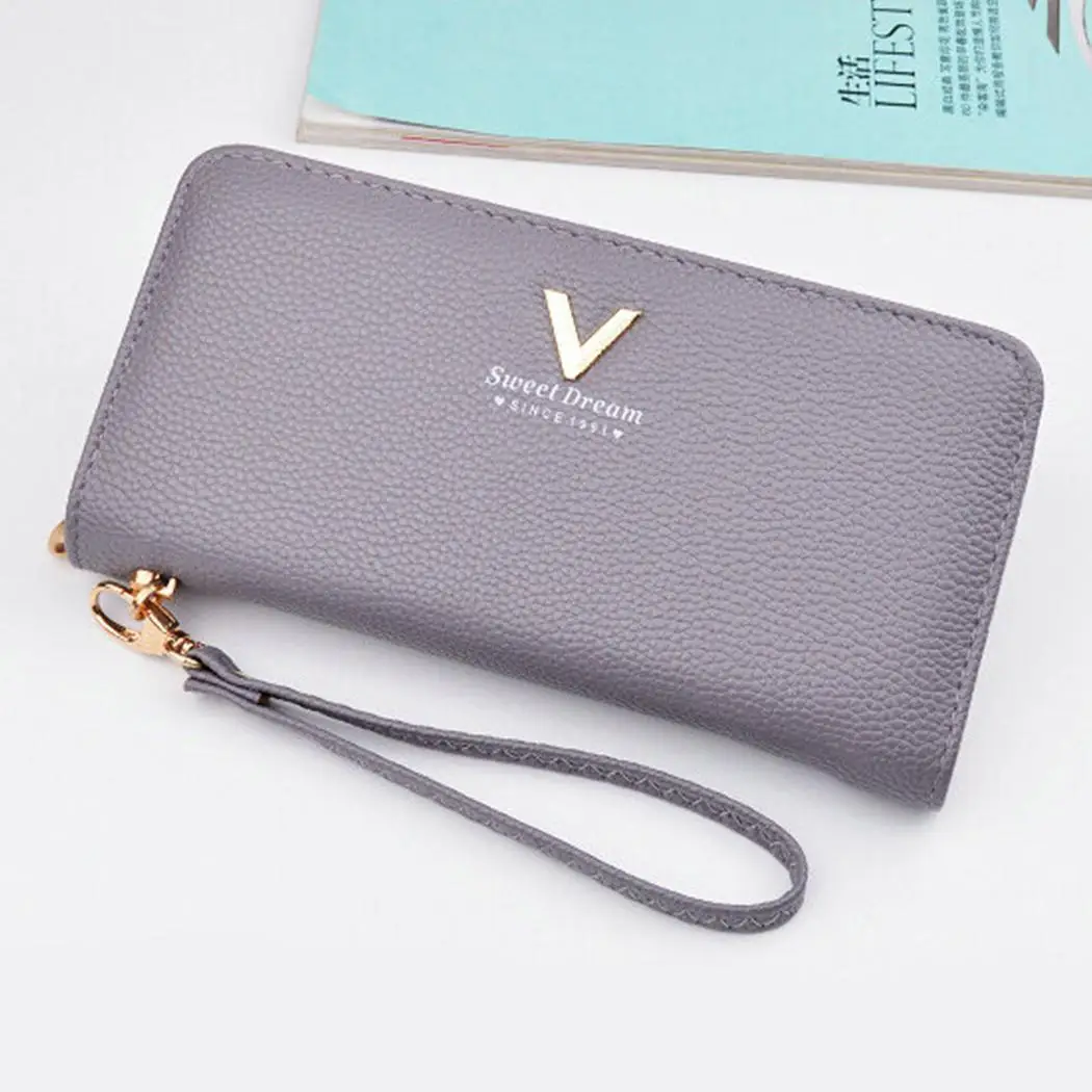 Для женщин кожа личи зерна Lea Длинный кошелек сумочка мульти карты Организатор