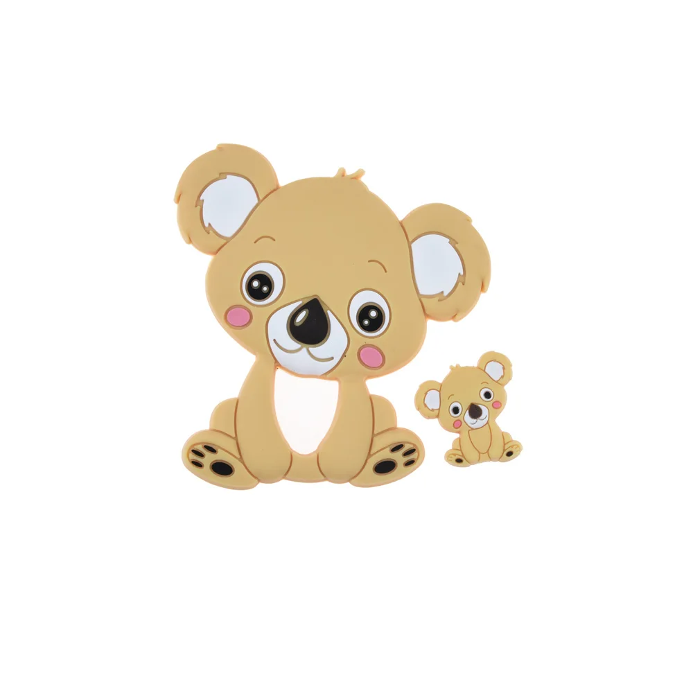 Happyfriends, 1 шт., Детские Прорезыватели, игрушки, милая Коала, BPA бесплатно, мягкая подвеска для кормления, Силиконовые Детские Прорезыватели для зубов, для ожерелья, соски - Цвет: Kakhi Teether Beads