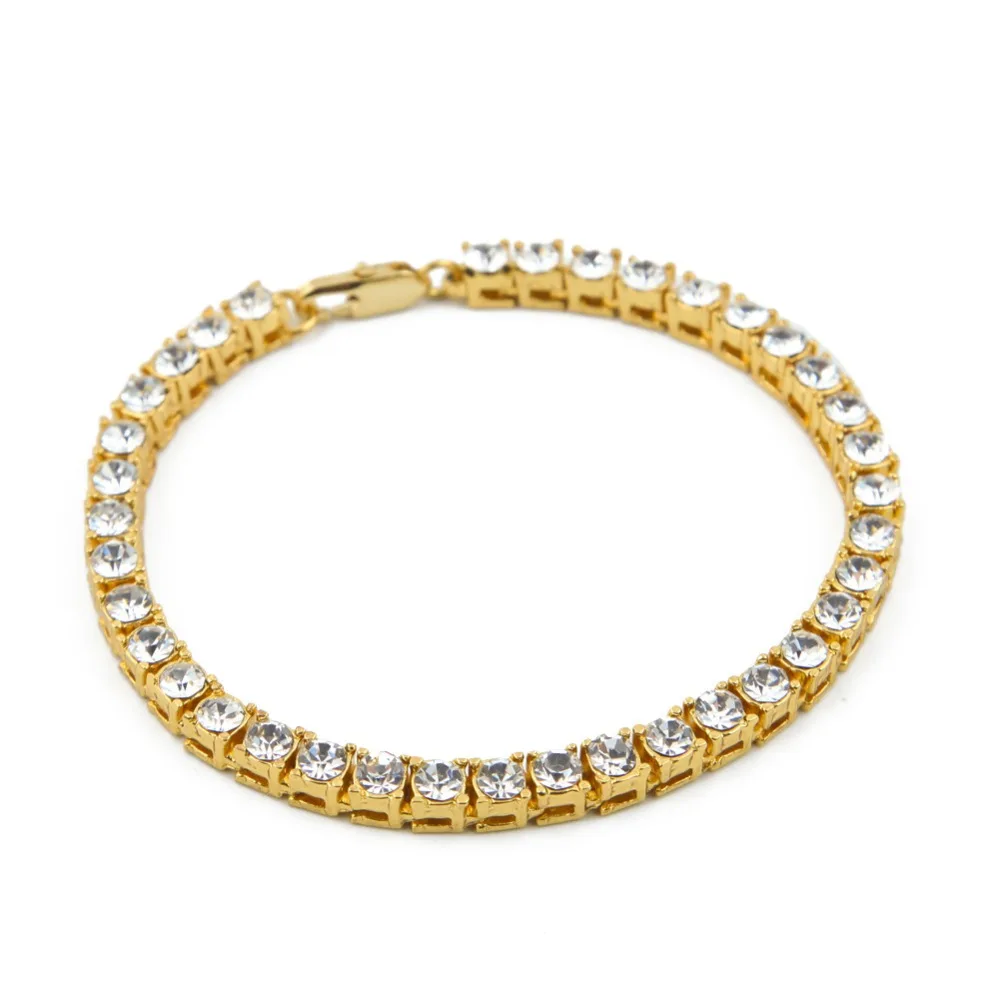 Bling Iced Out 1 ряд браслеты со стразами в стиле хип хоп ювелирные изделия с