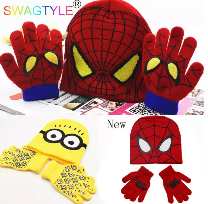 1 комплект вязаная шапка мстители Человек паук детская Рождественские зимние