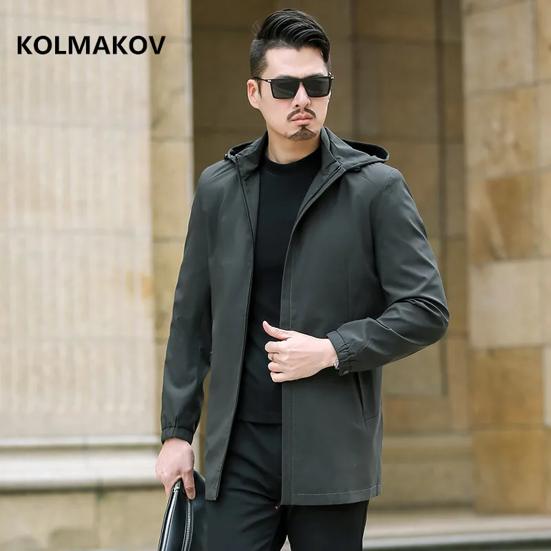 Мужской Модный деловой Тренч повседневная куртка с капюшоном Размеры M до 5XL 6XL 2019
