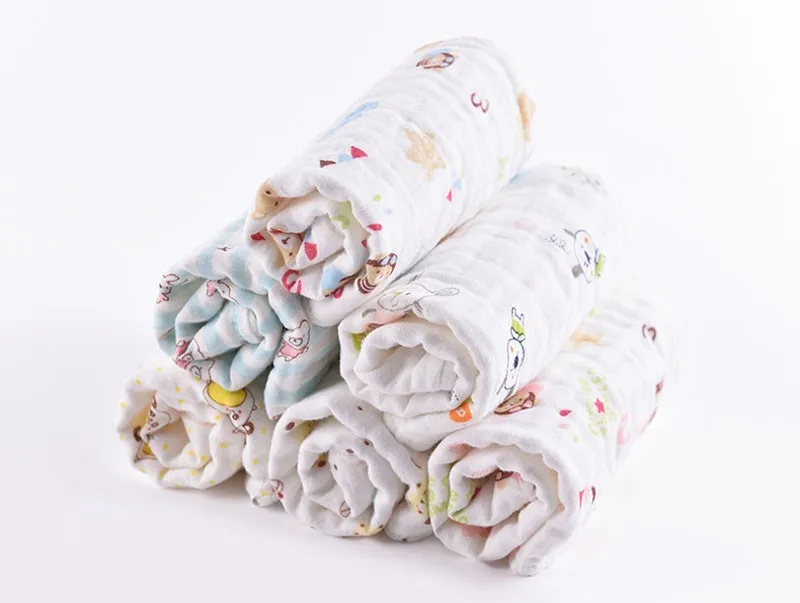 Полотенца-3pc/много хлопок детское полотенце мягкий детский Face полотенце 30*30см шести слоев марли напечатано полотенца торговой марки