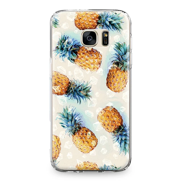Для samsung Galaxy S5 S6 S7 край S8 S9 S10 плюс S10e Grand Prime Note 4 5 8 9 задняя крышка тропические фрукты, ананас силиконовый чехол
