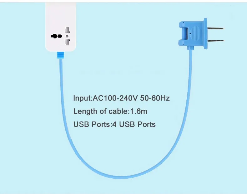 Быстрая зарядка, 4 порта, настенная розетка, универсальная USB лента питания, портативное зарядное устройство, адаптер для путешествий, удлинитель, кабель, ЕС, США, вилка