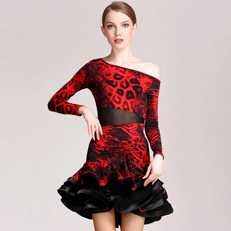 Леопардовое платье для латинских танцев с бахромой женское Одежда одежда сальсы