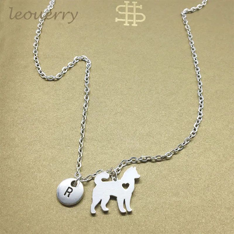 Leouerry Custom A Z 26 Letetters Husky Подвеска Ожерелье Крошечная цепочка для ключиц хаски