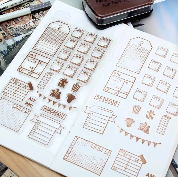 Планировочная резина прозрачные штампы Weather Notes силиконовые для скрапбукинга