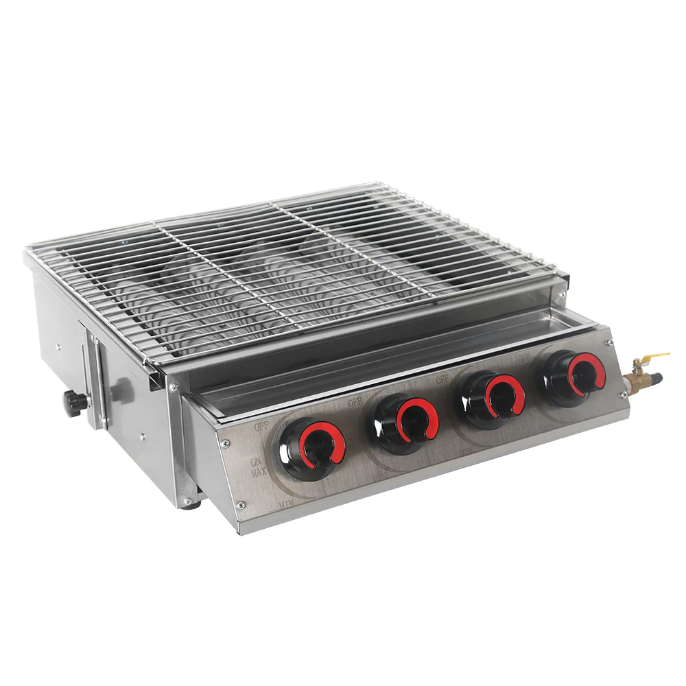 Высококачественный газовый гриль для барбекю с 4 конфорками из нержавеющей стали