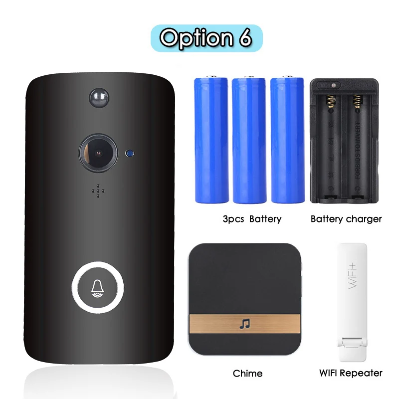 FCCWO, Full HD, 1080 P, wifi, дверной звонок, умный IP беспроводной домофон, дверной звонок, PIR датчик движения, ночное видение, дверной звонок, камера безопасности - Цвет: Option 6
