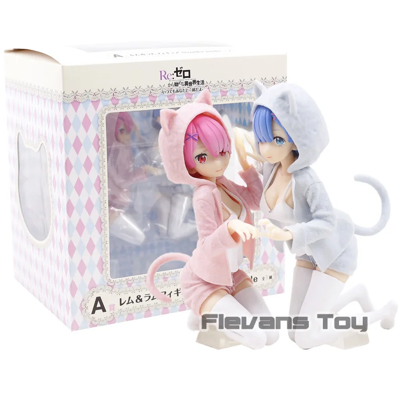 Фигурка из аниме Re:Zero Rem & Ram Nyanko Mode Ichiban kuji ПВХ Коллекционная модель