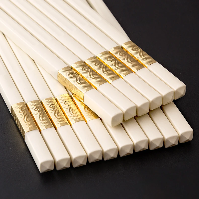 5 пар японской еды Chop Stick Белое золото многоразовые палочки для еды сплав квадратный корейский Chop stick китайские палочки для еды свадебный подарок