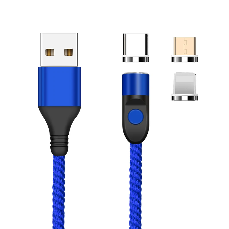 Синий SUNPHG 3 в 1 Магнитный кабель type C для iPhone Lightning 3A кабель для быстрой зарядки Microusb шнур для huawei samsung 1 м провод для зарядки - Цвет: Синий