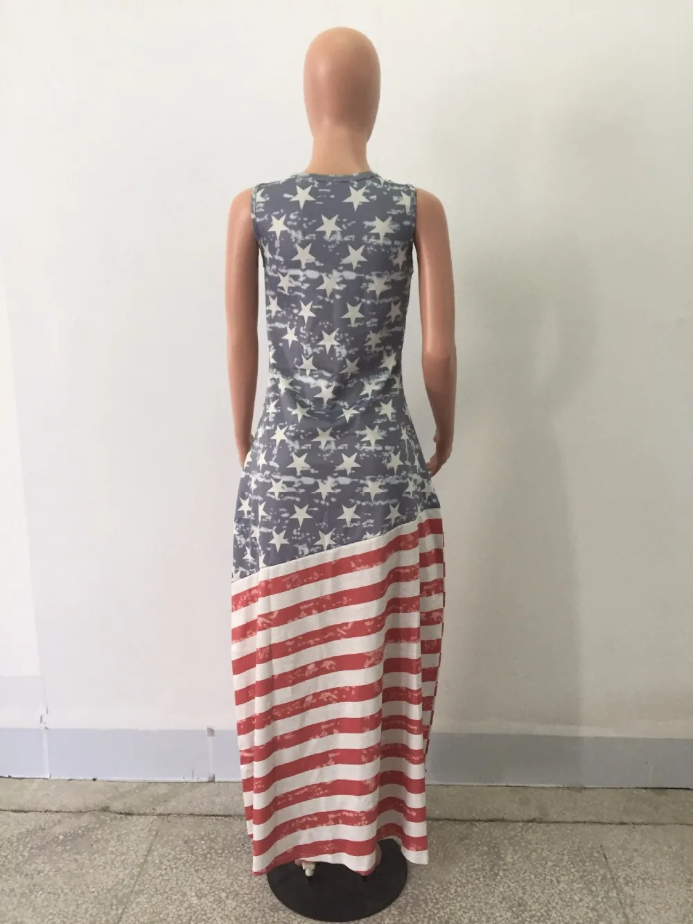 Американский флаг печати Для женщин летнее платье макси День Независимости