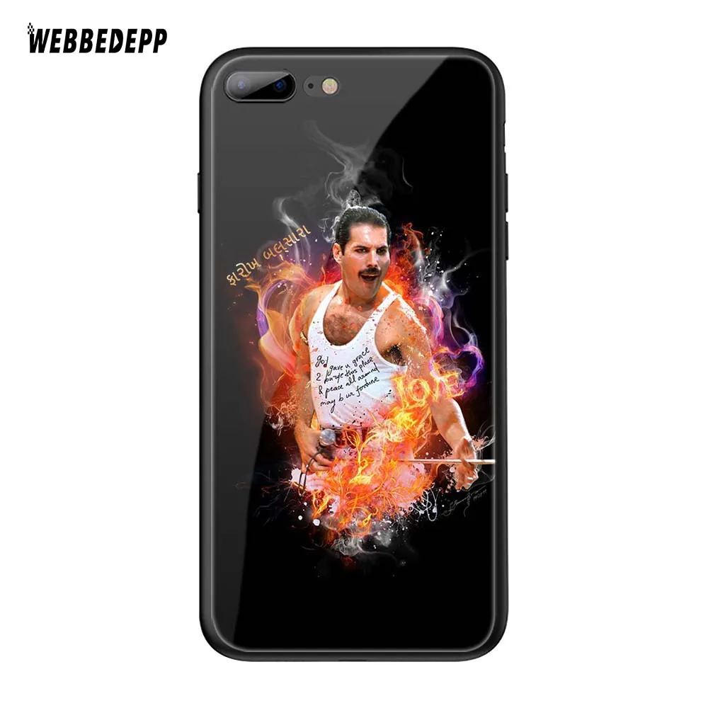 TG18 Чехол WEBBEDEPP queen band Freddie Mercury из закаленного стекла TPU для Apple iPhone 6 6S 7 8 Plus 5 5S SE XR X XS 11 Pro MAX чехол - Цвет: TG18