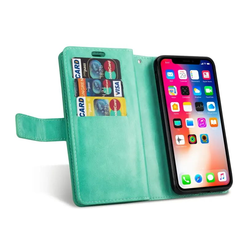 Многофункциональный кожаный кошелек на молнии Card Case для iPhone 5 5S SE 6 6S 7 8 Plus X XR XS Max чехол Обложка Flip Стенд на Коке