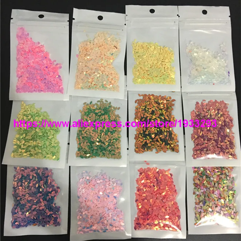 2*4 мм плоские блестящие пайетки 12 цветов в наборе конский глаз для украшения